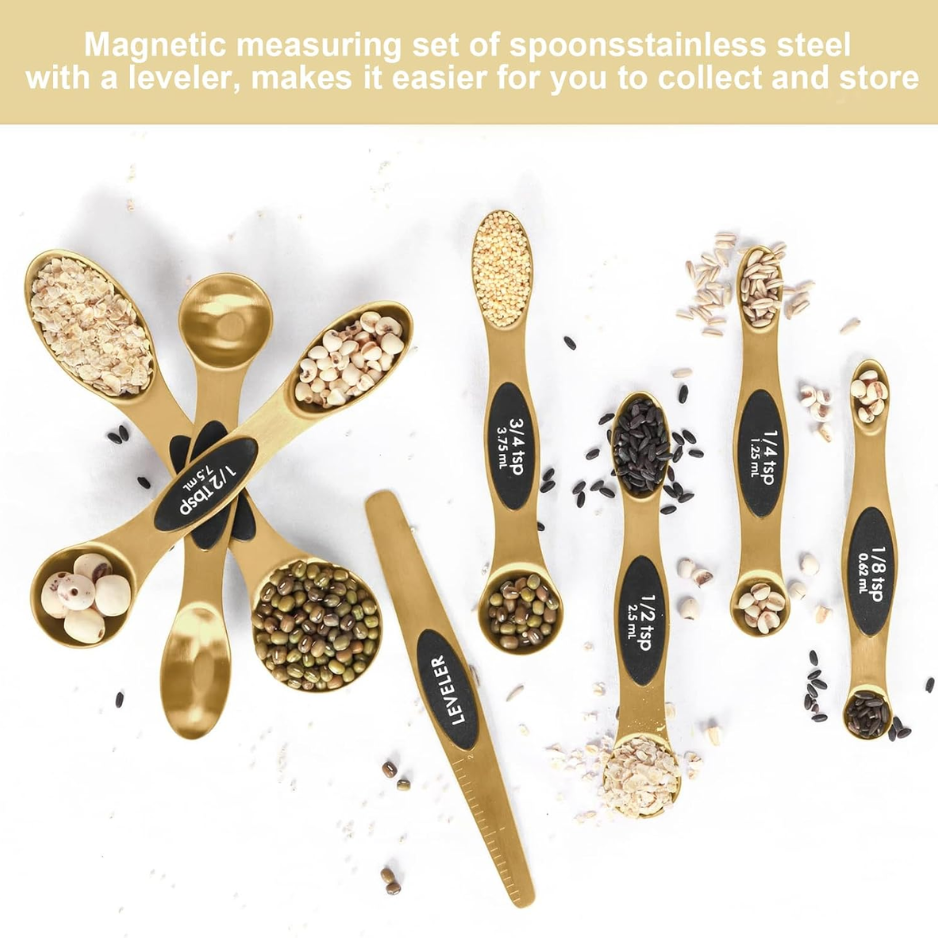 Magnetic Stainless Steel Measuring Spoons Set With Leveler Stackable - Image 2