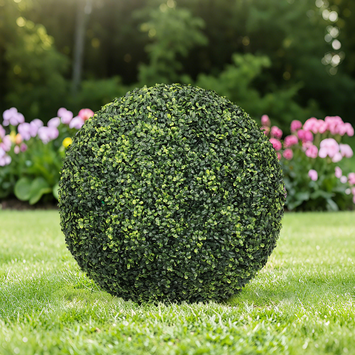 22.4IN dark Artificial Topiary Balls Outdoor Faux Boxwood Large Decorative