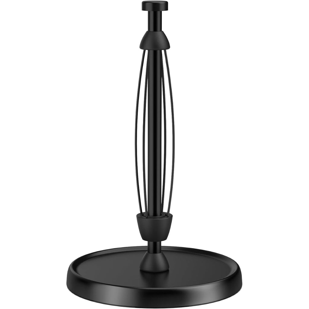 Black Stainless Steel Paper Towel Holder With Weighted Base One Handed Tear