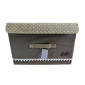 beige foldable fabric storage cube with lid front view