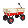 Outdoor Sport Wagon Tools Cart Wooden Side Panels Air Tires Wagon Red