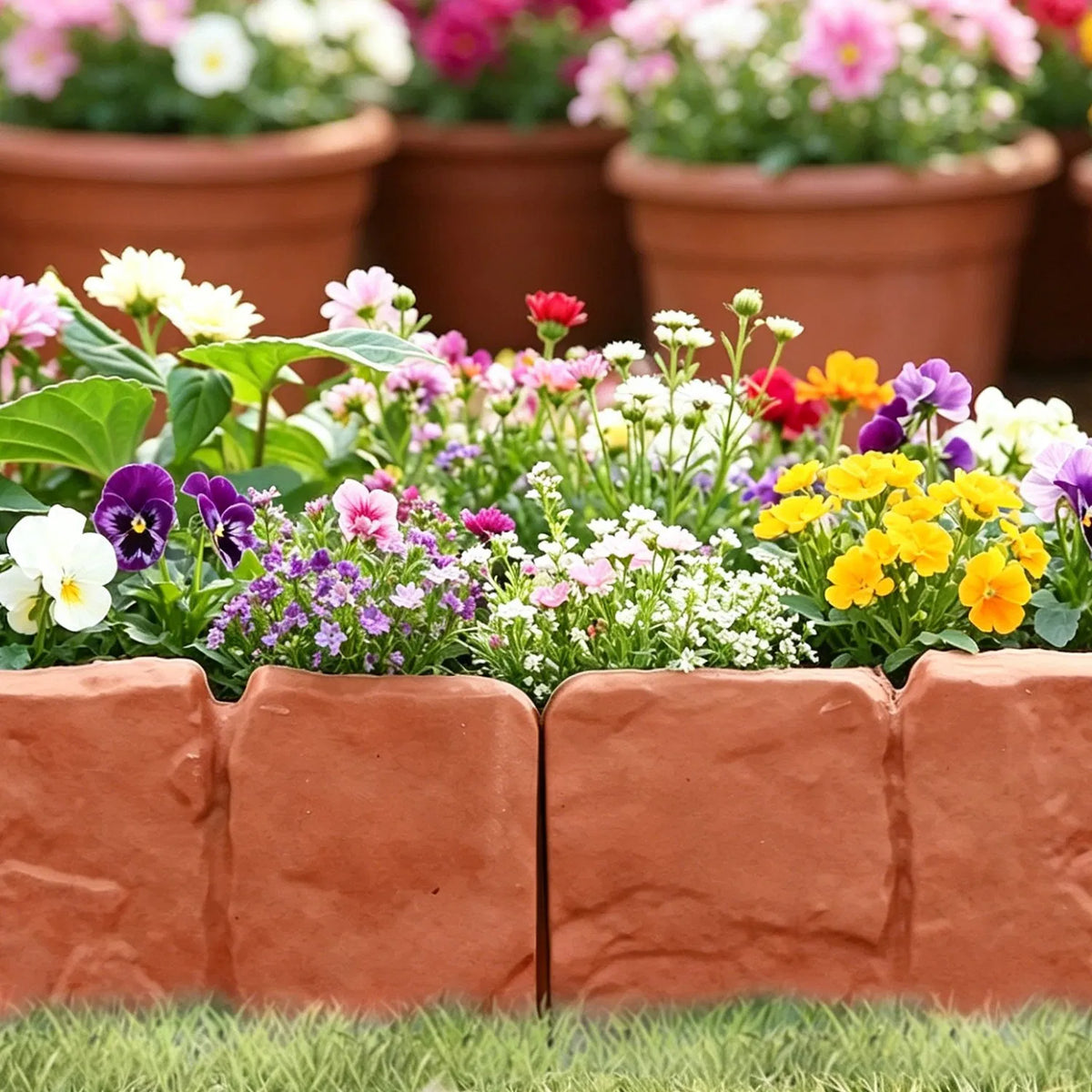 20 Piece 16ft Plastic Garden Edging Cobblestone Style Flexible Interlocking - Image 4