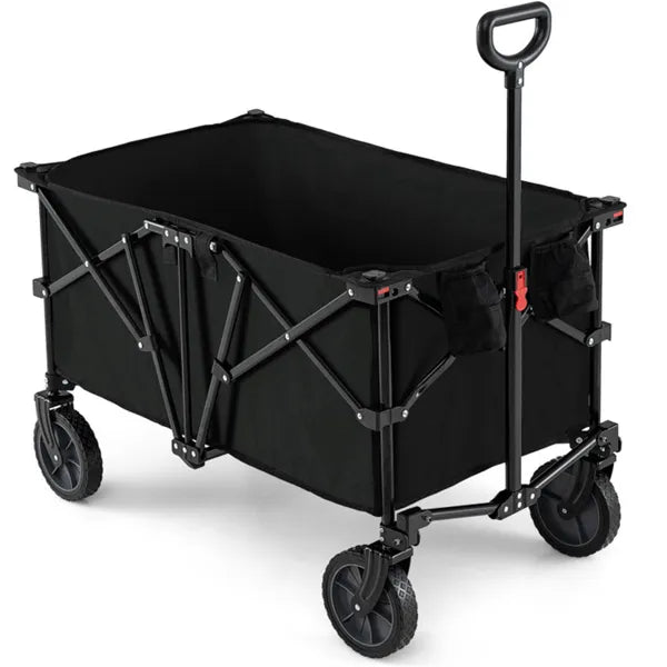 Black 400 Lbs Heavy Duty Collapsible Wagon Cart With All Terrain Wheels 180L - Image 2