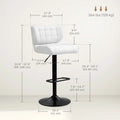 Swivel PU Leather Barstools Set of 2 Adjustable Bar Stools with Footrest Back