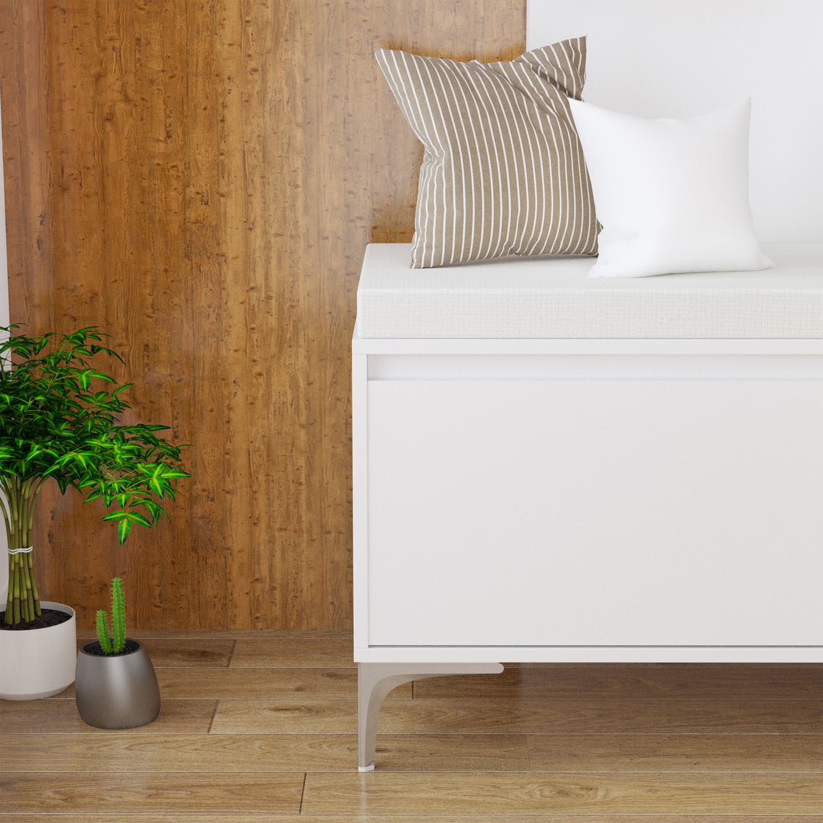 White Entryway Shelf And Shoe Storage Bench