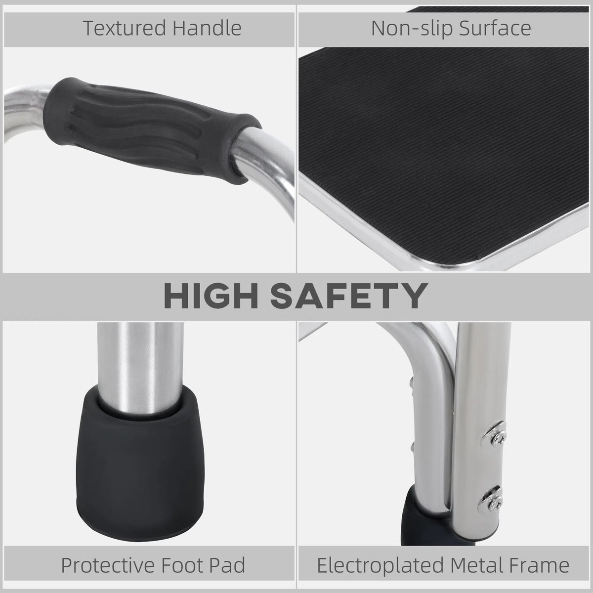 Metal Step Stool with Handle 1 Step Ladder Wide Anti Slip for Outdoor Indoor - Image 5