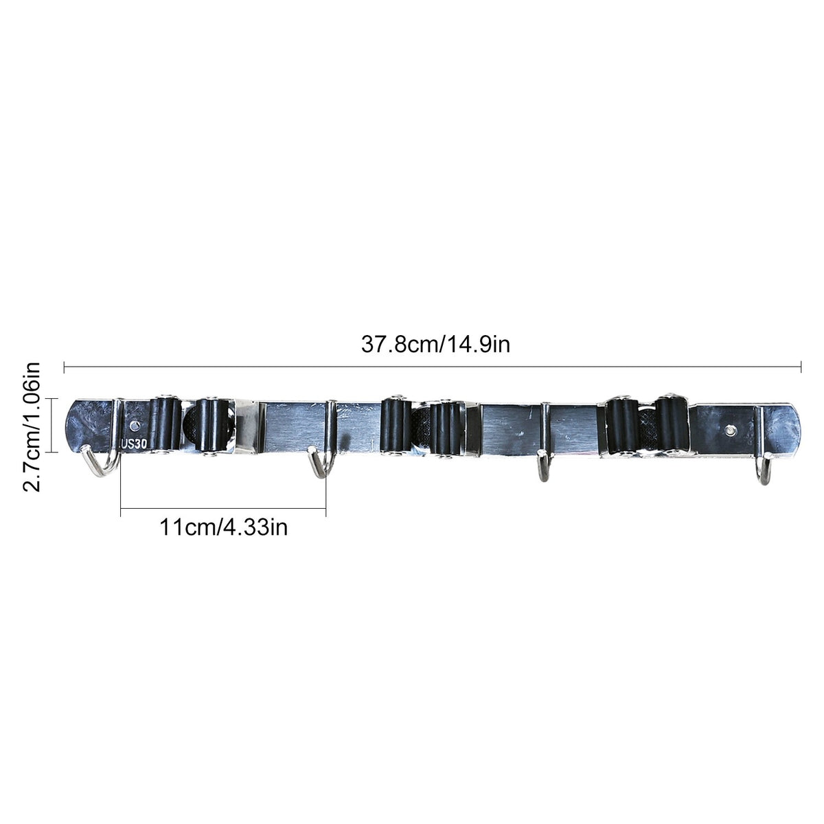 3-slot stainless steel broom and mop holder