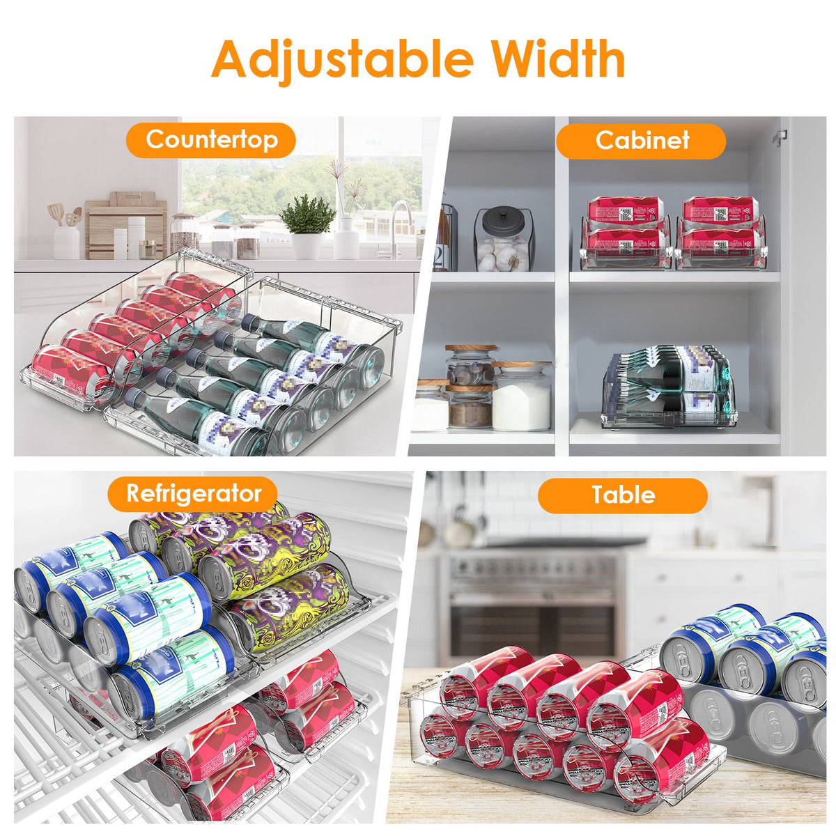 4-pack adjustable refrigerator can organizers