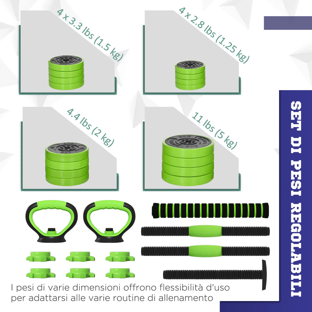 88lbs 4 in 1 Adjustable Weight Dumbbell Set Barbell Kettlebell Push Up - Image 5