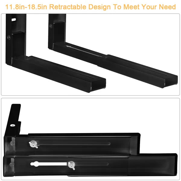 2 Pcs Microwave Brackets Adjustable Wall Mount Shelf Heavy Duty Carbon Steel - Image 3