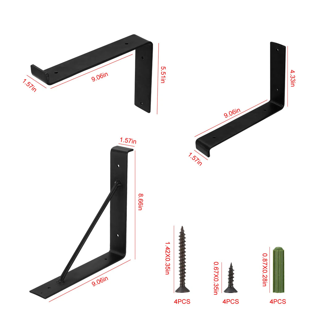 2Pack Wall Mounted Shelf Bracket Heavy Duty L Shaped Metal Shelf Bracket Rack - Image 2
