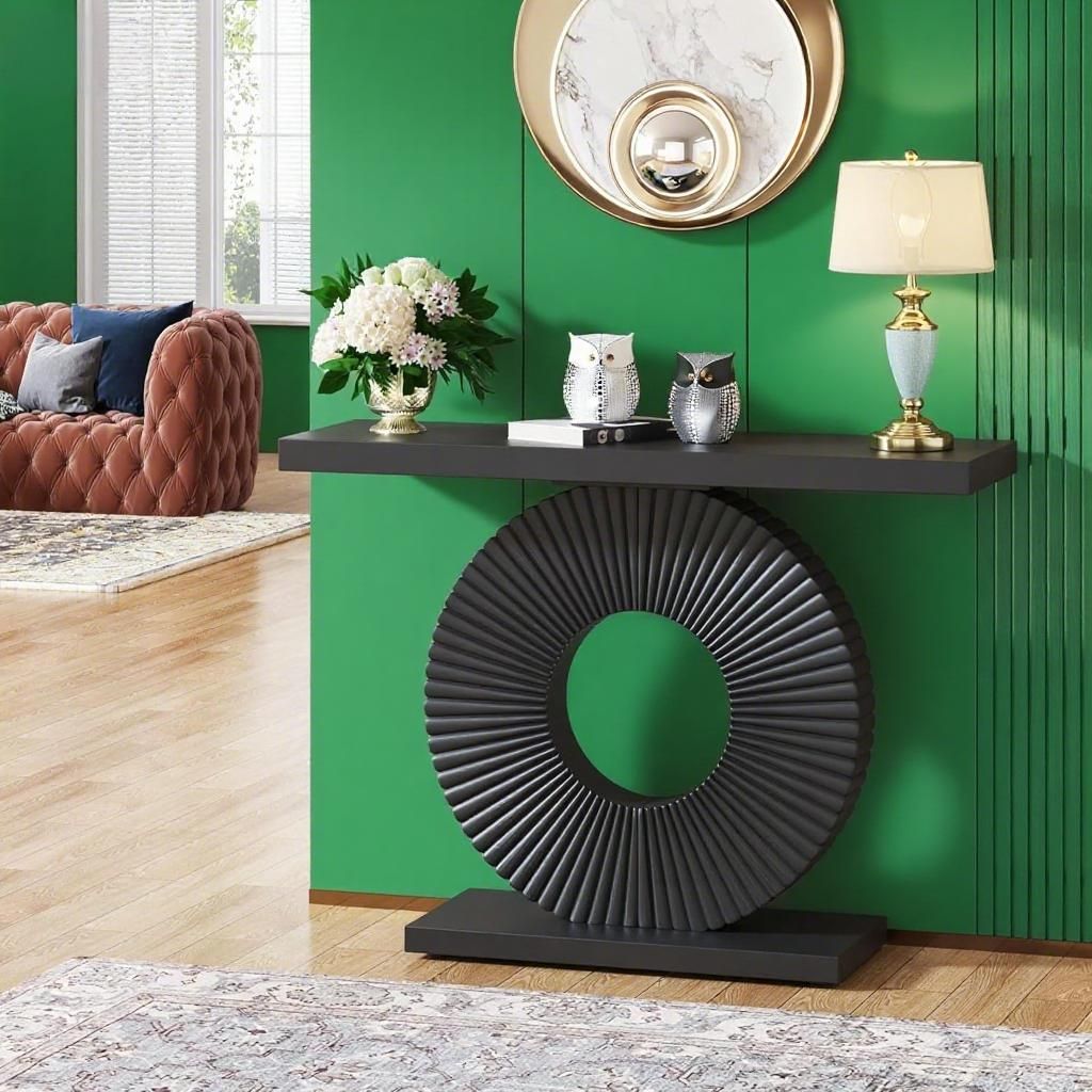 Black Wood Entryway Console Table