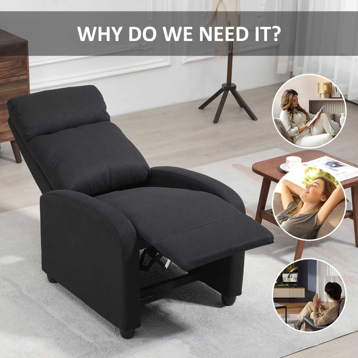 Fabric Recliner Chair Manual Home Theater Seating Single Reclining Sofa Chair - Image 3