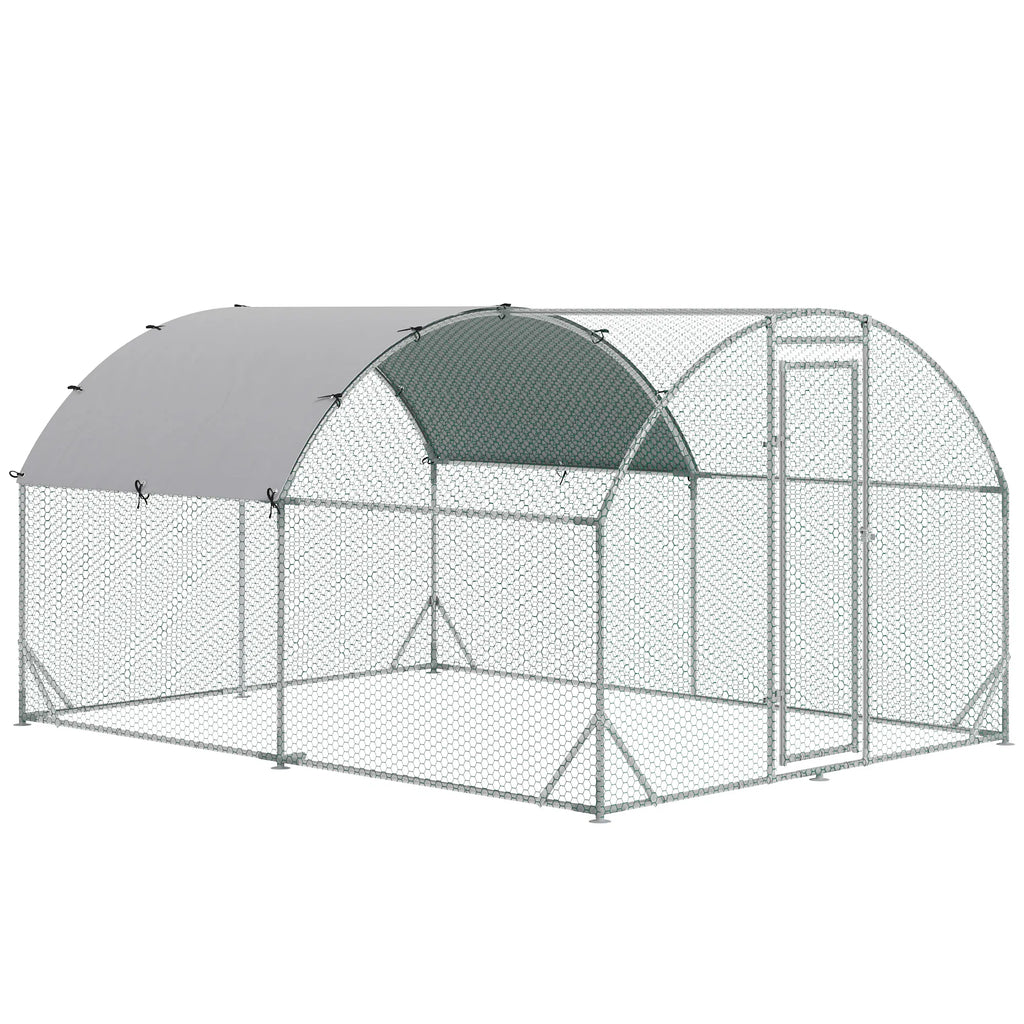 Galvanized Large Metal Chicken Coop Cage Walk in Enclosure Poultry Hen Run - Image 4