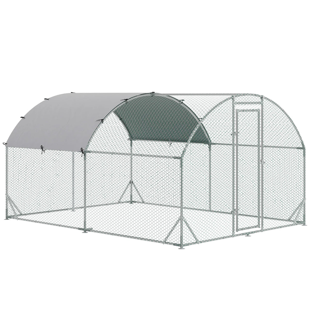 Galvanized Large Metal Chicken Coop Cage Walk in Enclosure Poultry Hen Run - Image 4