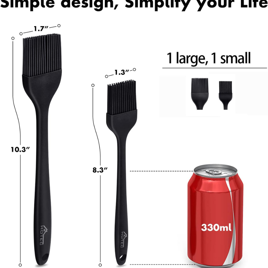 2 Pack Silicone Basting & Pastry Brushes Heat Resistant BPA Free Oil & Sauce - Image 3