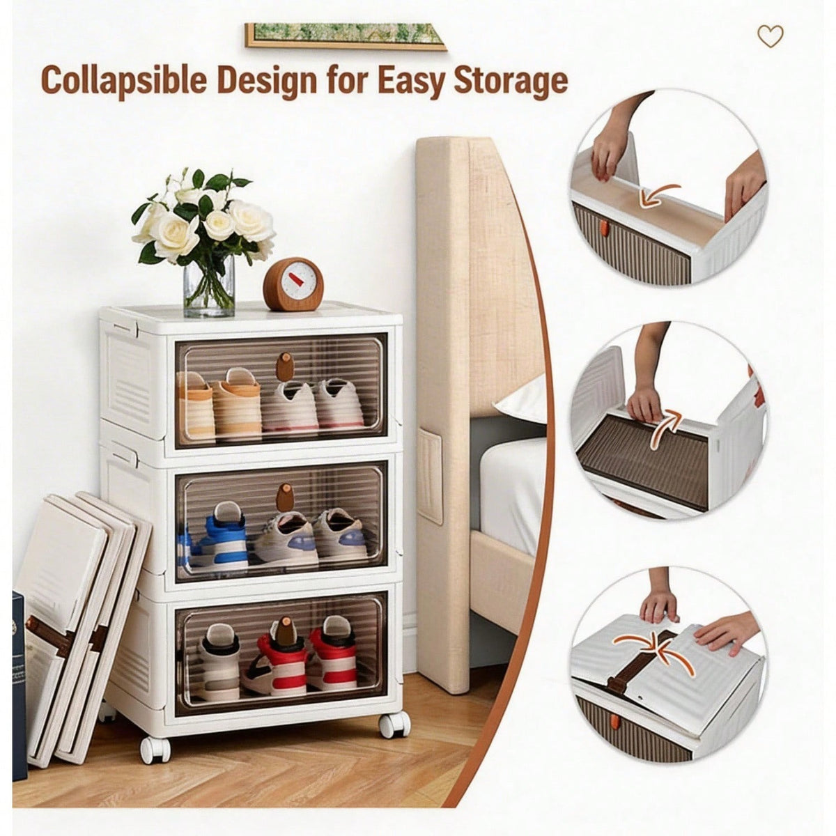 dustproof clear plastic shoe storage detail and structure