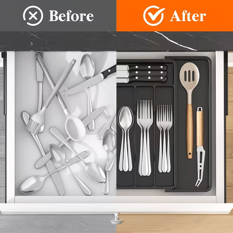 Expandable Utensil Tray For Kitchen BPA Free Flatware And Cutlery Holder - Image 5