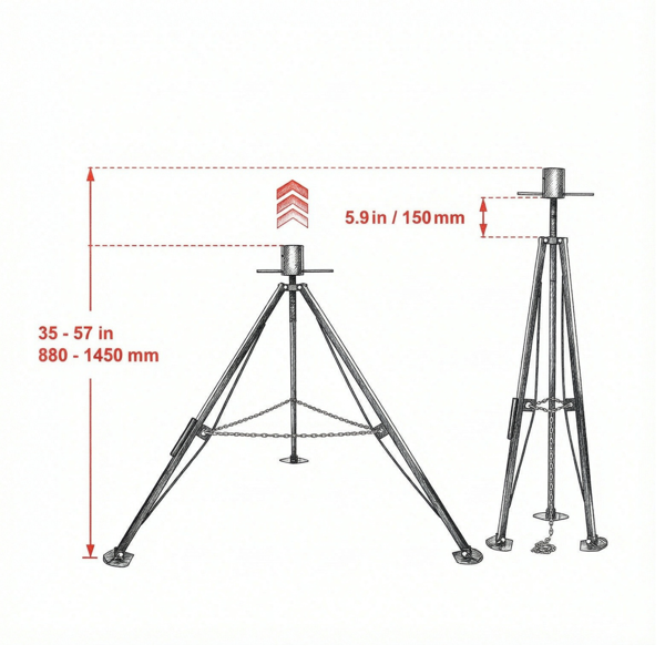 5th Wheel Tripod Stabilizer 5000 Lbs Load Capacity 35inch 57inch Adjustable - Image 4