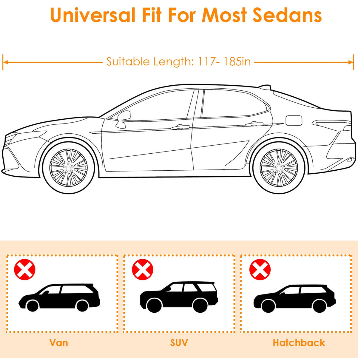 189x69x47in Full Car Cover All Weather UV Protection Automotive Cover 170T - Image 5