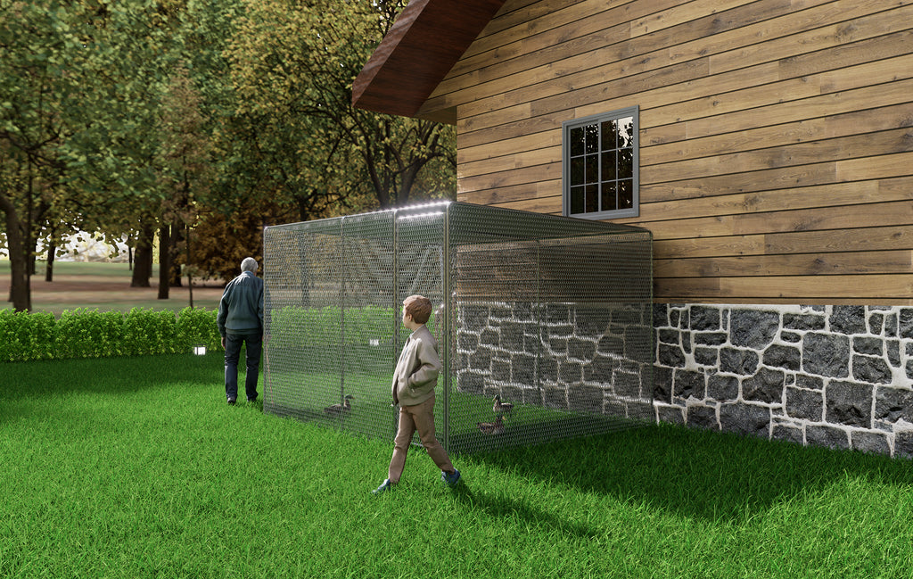 9.8x6.5ft Metal Backyard Chicken Run with Lockable Door