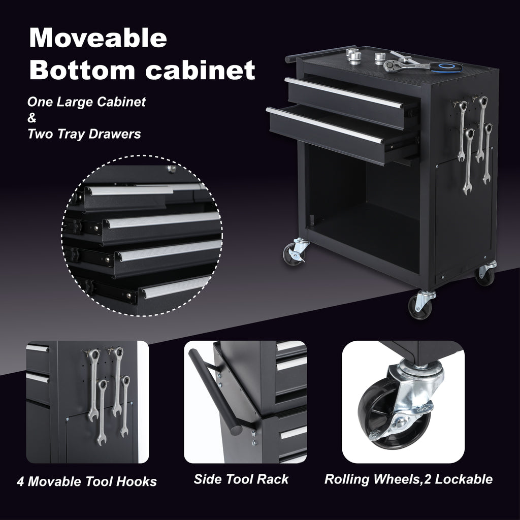 Tool Chest 8 Drawer Rolling Tool Storage Cabinet with 2 in 1 Detachable Top