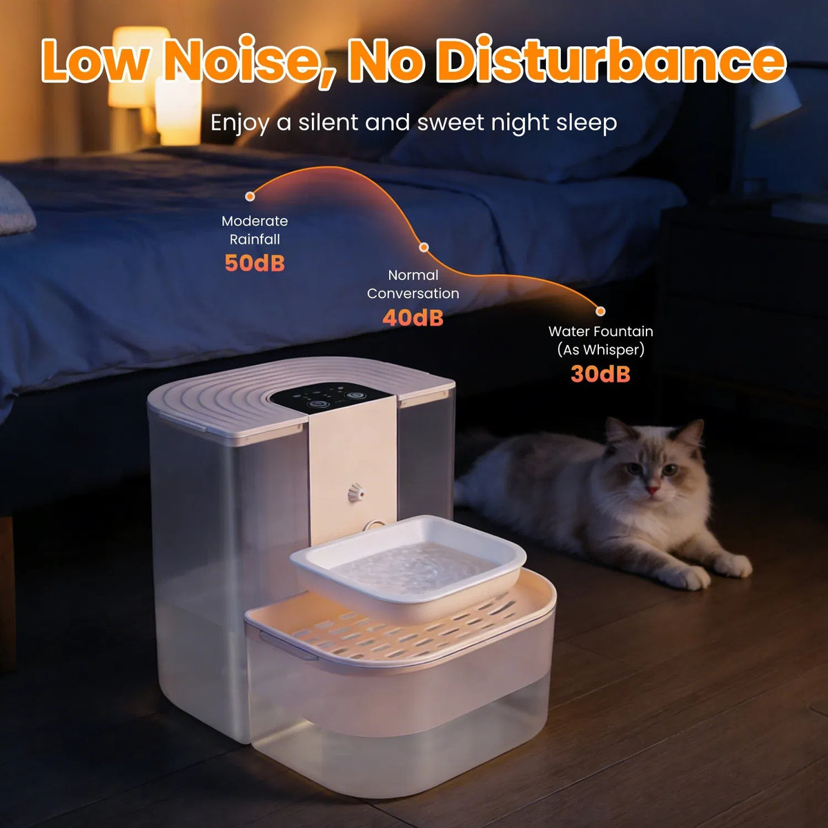 Cordless Dog Cat Water Fountain 4.5L Dual Tank Filtration Automatic Pet Water