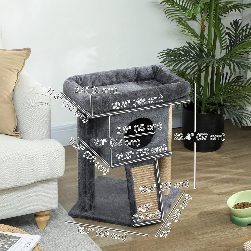 Cat Tree Small Cat Tower with Perch Scratching Post Cat Condo Toy Ball for