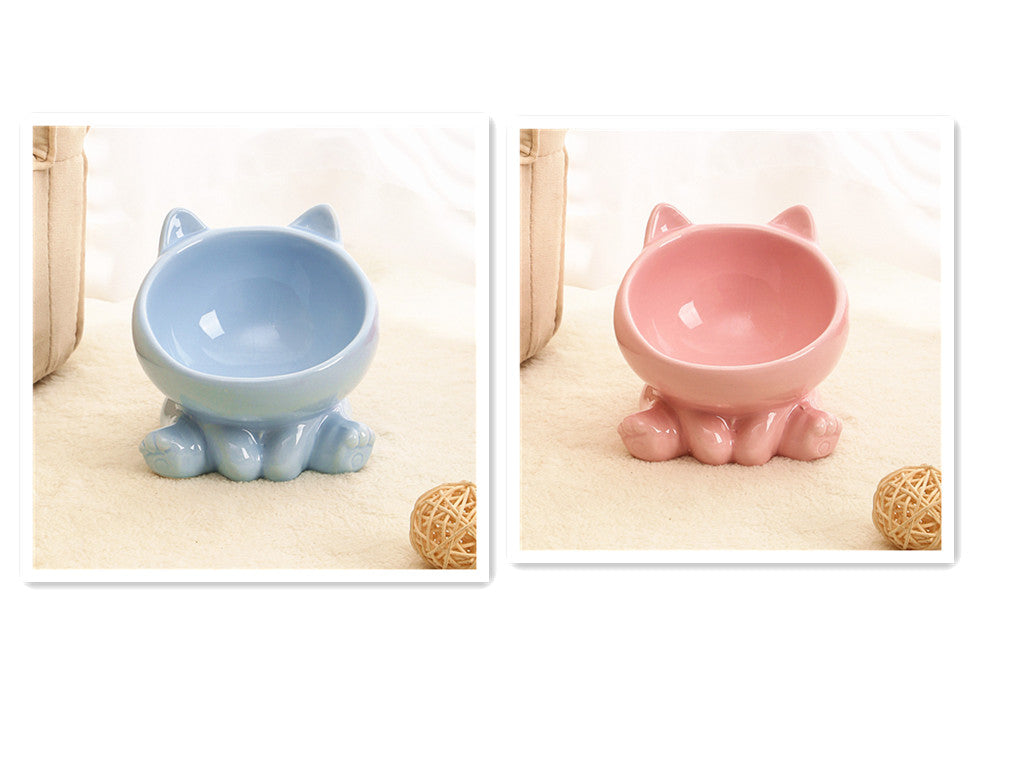 ceramic cat bowl food neck detail and structure
