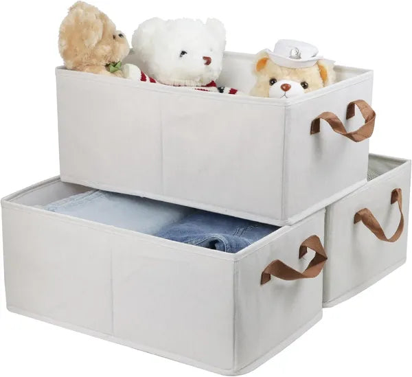 Large Capacity Foldable Closet Storage Bins Pack of 3 - Main Front View