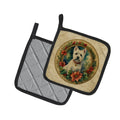 Westie Christmas Flowers Pair of Pot Holders Kitchen Heat Resistant Pot Holders