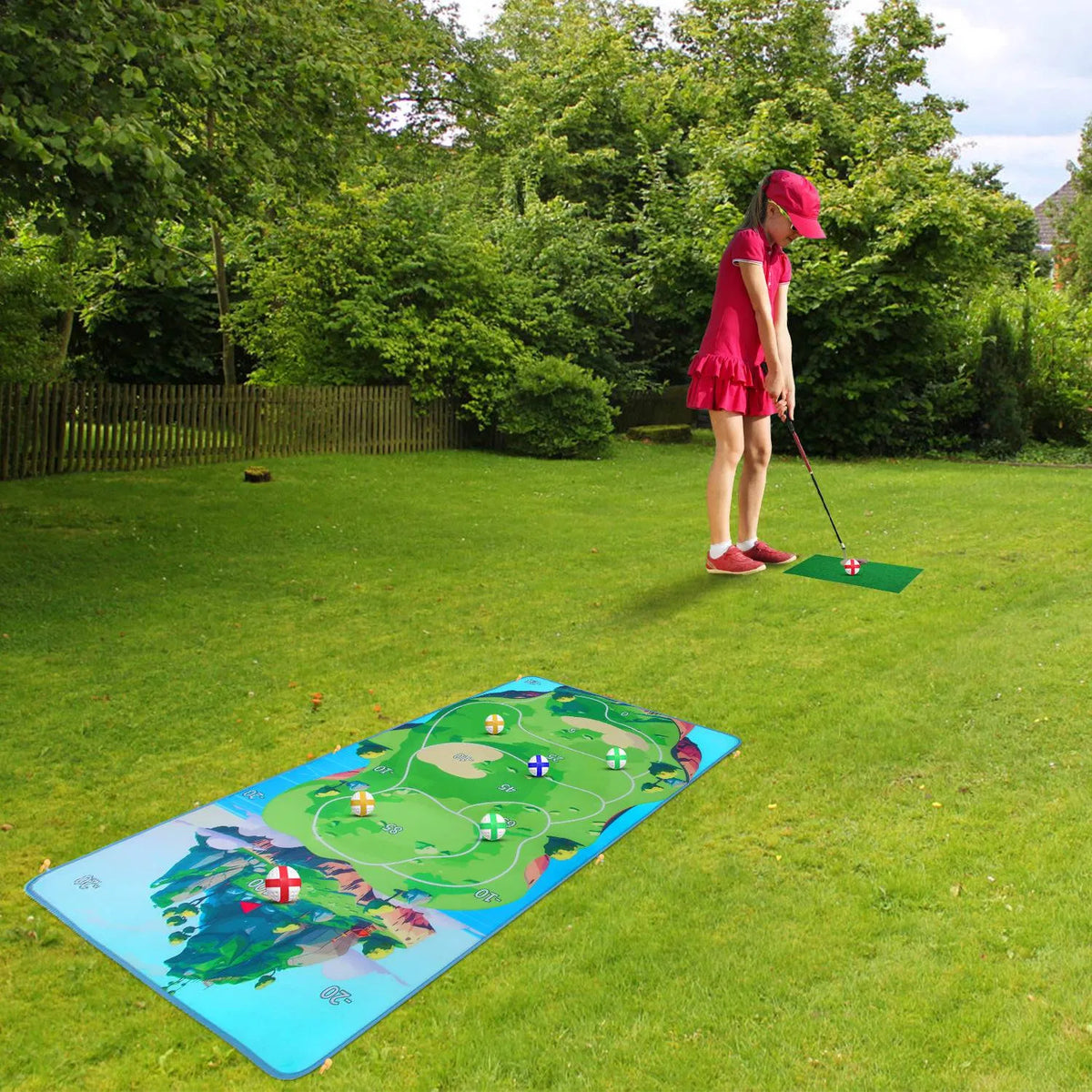 Casual Golf Game Set Indoor Outdoor Golf Pratice Mat Chipping Green Golf Yard - Image 4