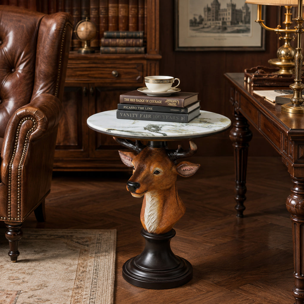 Deer Head Accent Table Animal Statue End Tables Livingroom - Image 3