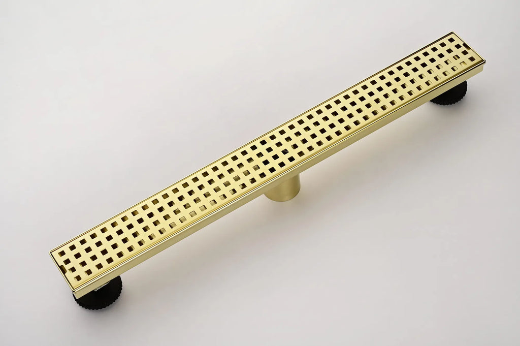 24 Inch Linear Shower Drain with Removable Square Patterned Grate 304 - Image 5