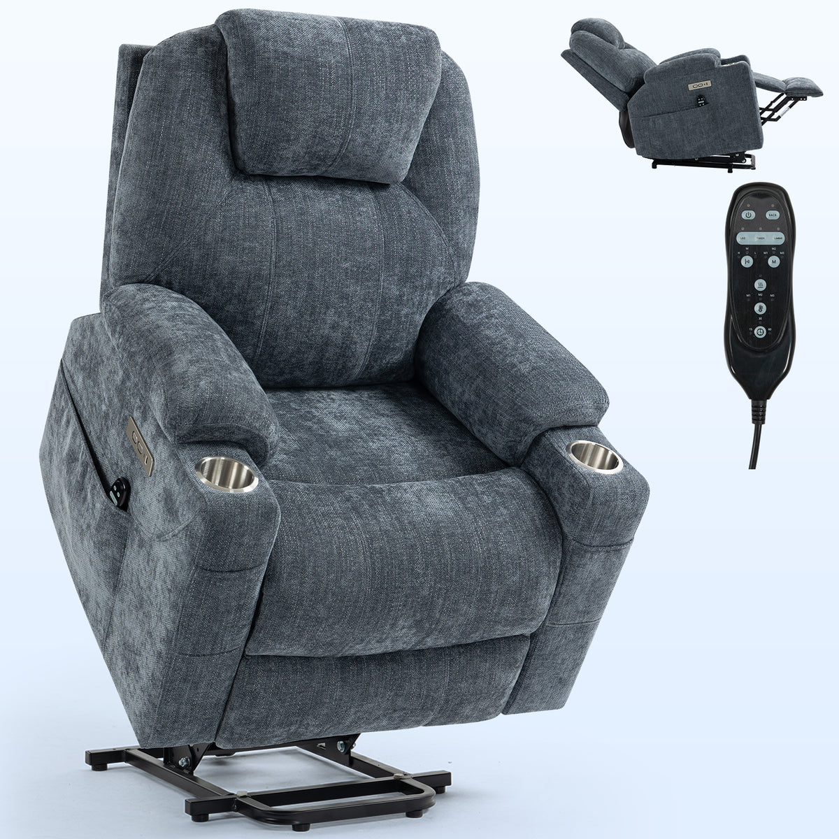 Up to 350 LBS Chenille Power Lift Recliner Chair Heavy Duty Motion Mechanism