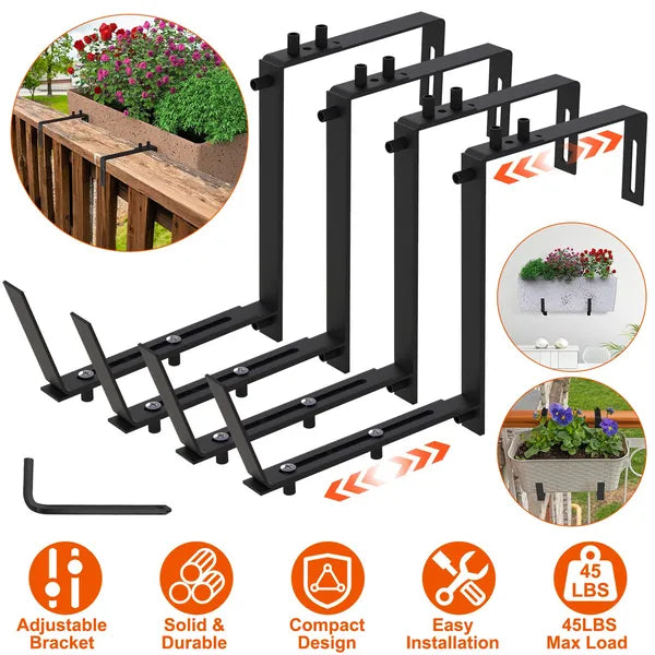 Adjustable Heavy Duty Iron Planter Bracket 6.1 11.6' Extendable Tray & - Image 5