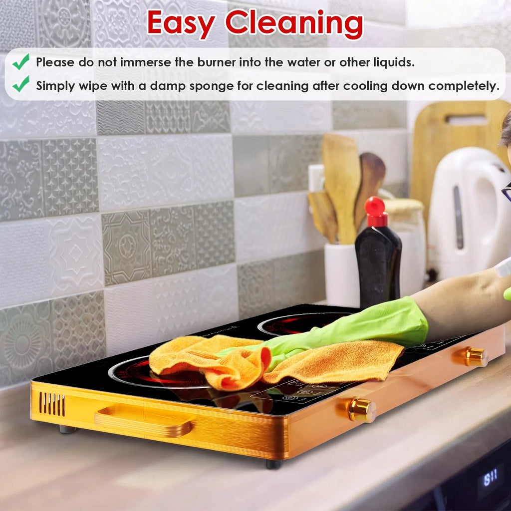 Portable Electric Double Burner 7000W 110V Countertop Hot Plates with Smooth - Image 3