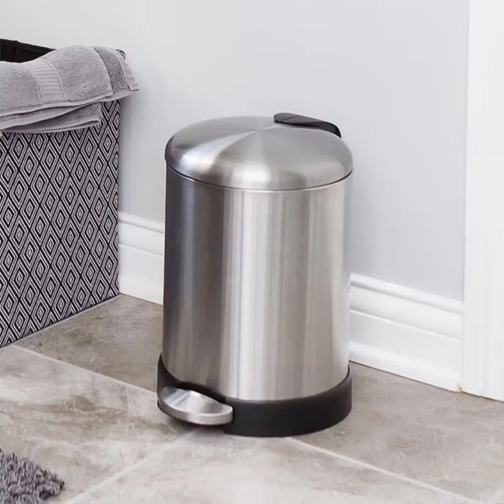 Bathroom Trash Can 1.2 Gallon Stainless Steel Small Step Garbage Bin with Lid - Image 4