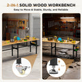 96in Adjustable Workbench With Side Pegboard Solid Wood Top 2000 Lbs