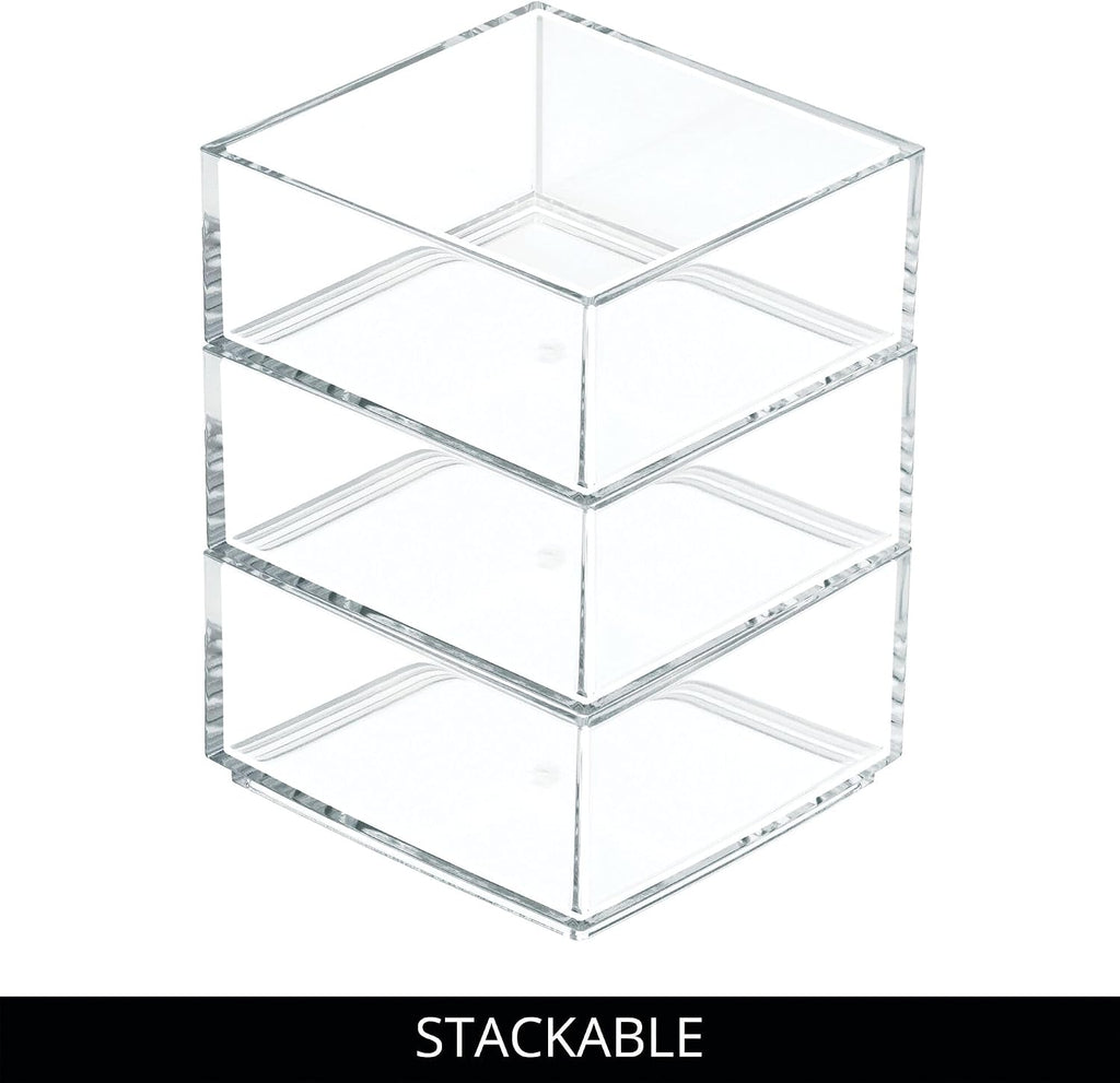 Plastic Makeup Drawer Organizer Clear Set Of 3 Cosmetic Storage Trays For - Image 3