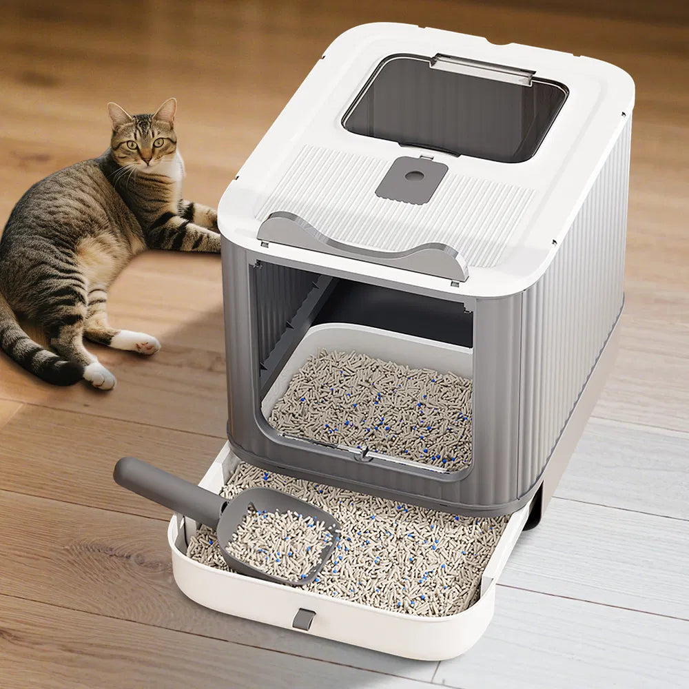 Elevated Leak Proof Elf White Cat Litter Box Made Of Sturdy And Durable