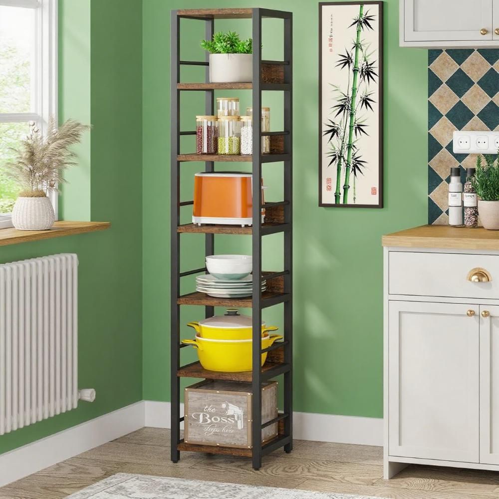 Rustic Brown Narrow Corner Storage Shelf