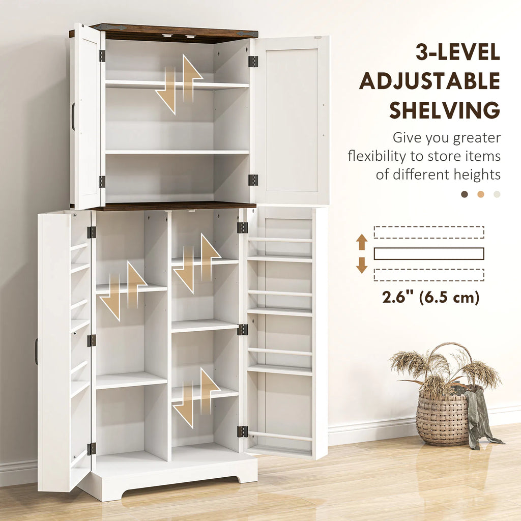 64" Tall Kitchen Pantry Cabinet with Spice Racks and Adjustable Shelves White - Image 4