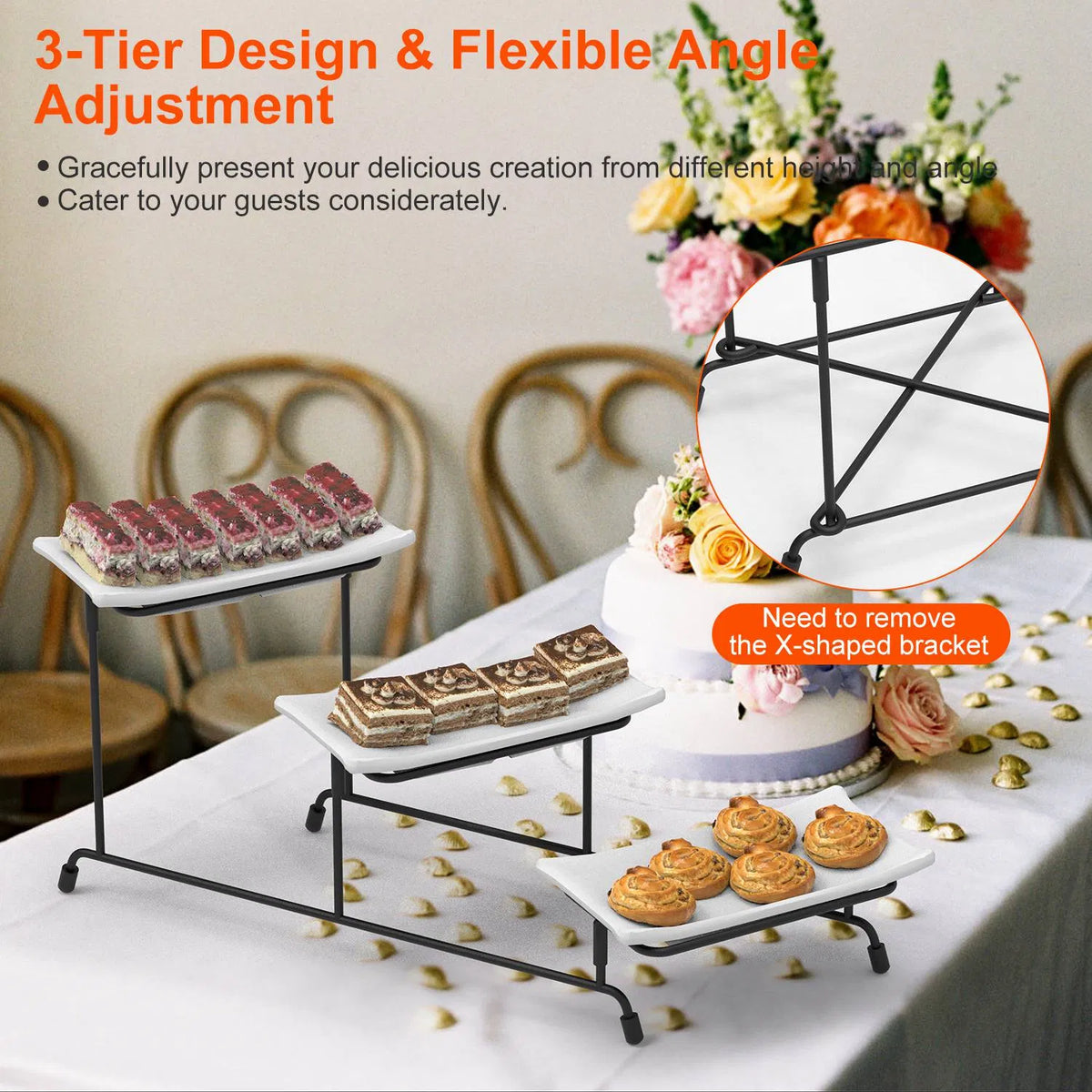 3 Tier Plastic Serving Tray Dessert Server Display Serving Stand Dinnerware - Image 5