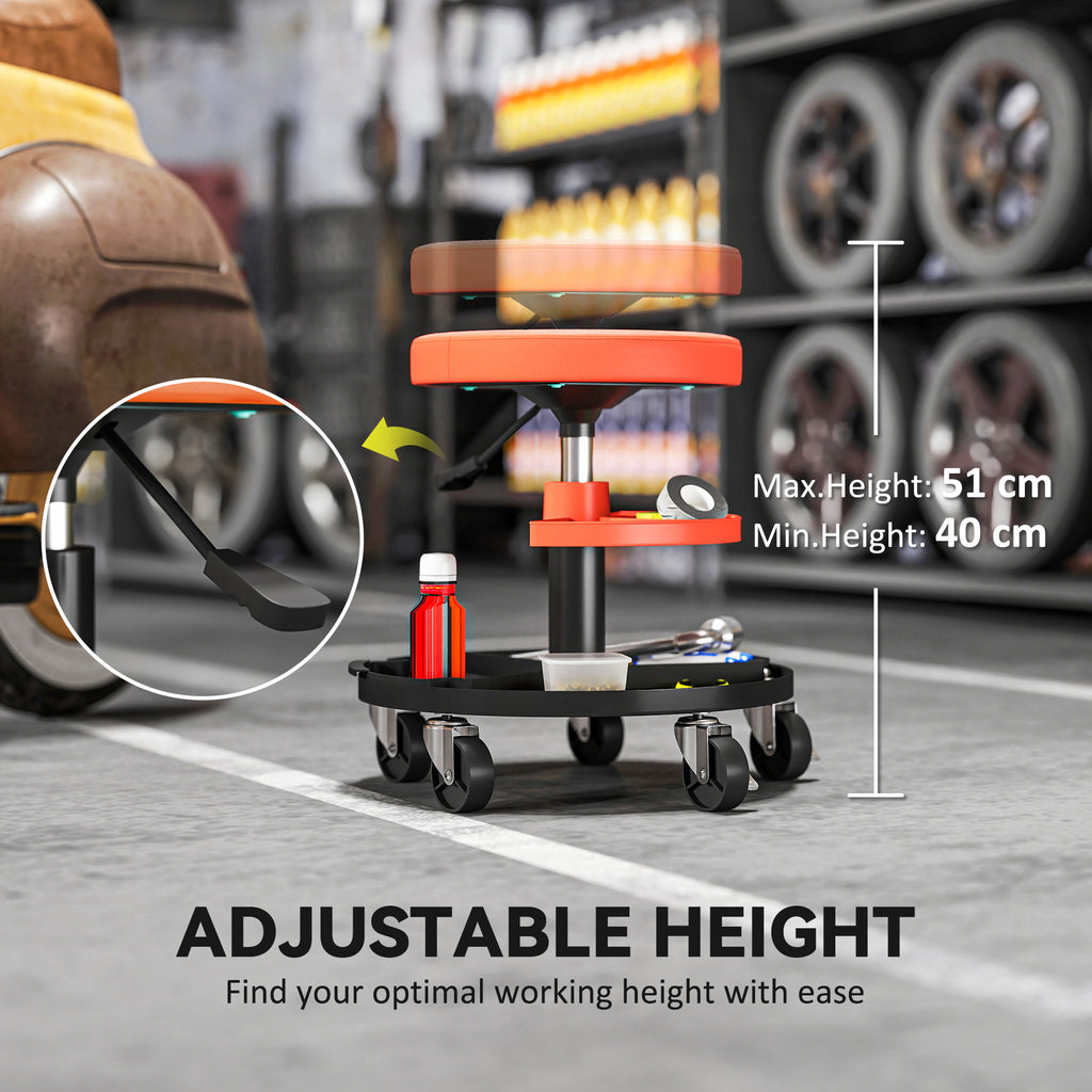 Rolling Mechanic Stool 135kg Capacity Workshop Stool 360° Swivel Roller - Image 5