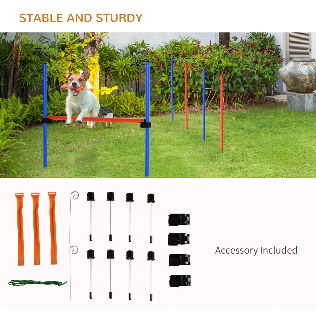 Dog Pet Agility Training Kit High Jump Weave Pole Ring Obedience Training Set - Image 5