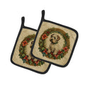 Sealyham Terrier Christmas Flowers Pair of Pot Holders Kitchen Heat Resistant