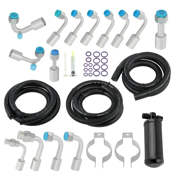 134a A/C AC Air Conditioning Hose & Fittings & O Ring Kit with Black Drier - Image 5
