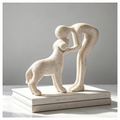 Abstract Person And Dog Head To Figurine Sandstone Style Decorative Sculpture