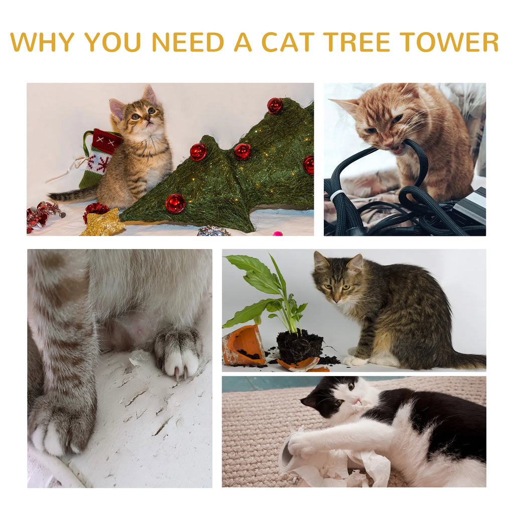 Cat Tree Kitty Tower with Sisal Mat Scratching Post Cat Bed Cushion Perch - Image 5